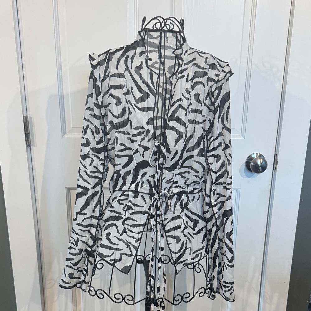 Revenge Clothing Zebra Print Blouse - Black and White